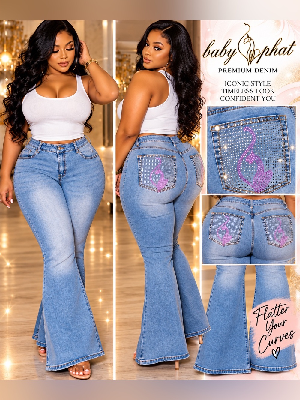 Baby Phat Light Blue Flared Women’s Jeans size 16